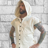 'Hooded Doublet' Steampunk Vest - Natural/Cream