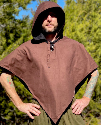 'Hooded Cowl' Viking Medieval - Dark Brown/Black