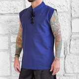'Rogue' Medieval Sleeveless Shirt - Dark Blue